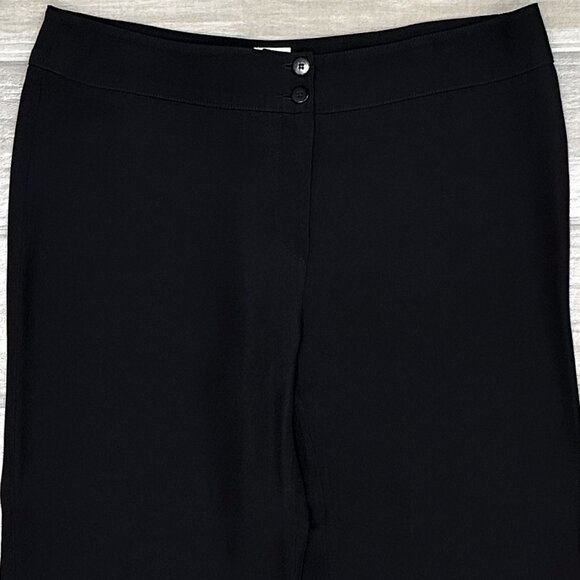 Armani Collezioni Mid Rise Wide Leg Silk Blend Trouser Pants in Black Size 12 - Picture 6 of 16